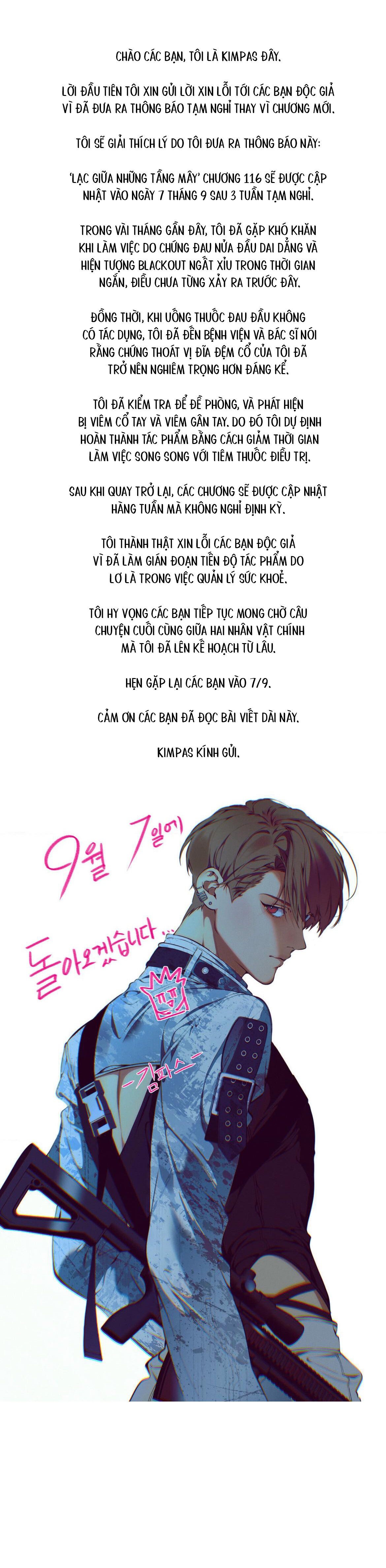 Lạc Giữa Những Tầng Mây - Chap Thông báo nghỉ 3 tuần